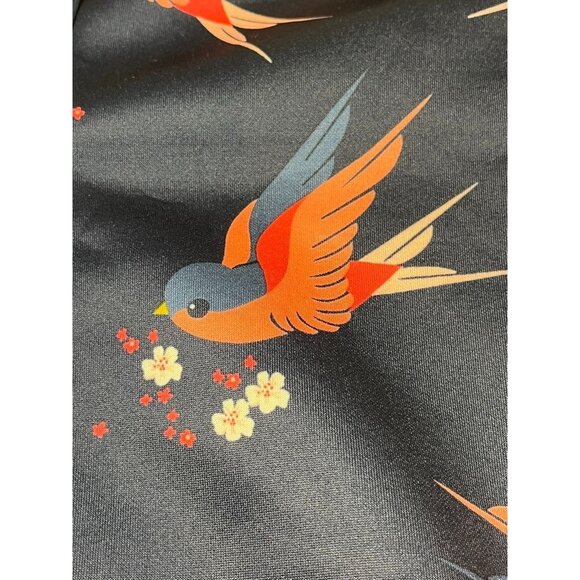 H&M Jacket Kid 4 Blue Mock Neck Floral Full Zip Pink Bird Festive Holiday School - Picture 6 of 10